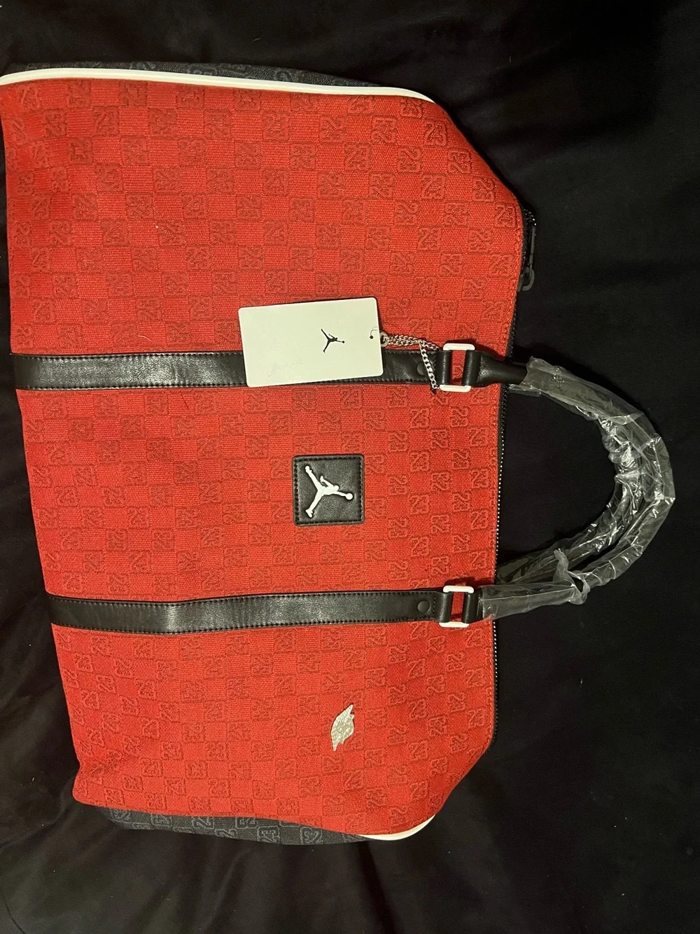 Jordan Monogram Duffle Bag Large in Varsity Red and Black NIKE